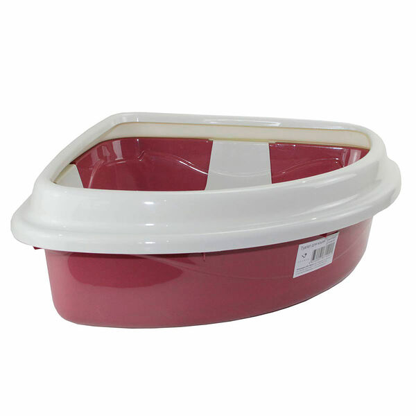 Туалет угловой для кошек Dogman Триплекс, 42х42х15 см, красный