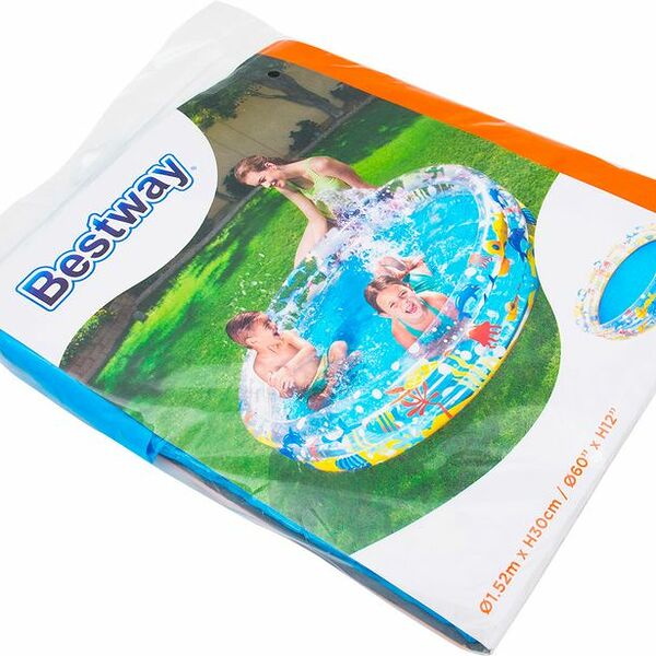 Бассейн детский надувной BESTWAY Океан 282л 152х30см круглый, с 3 кольцами-бортиками, Арт. 51004