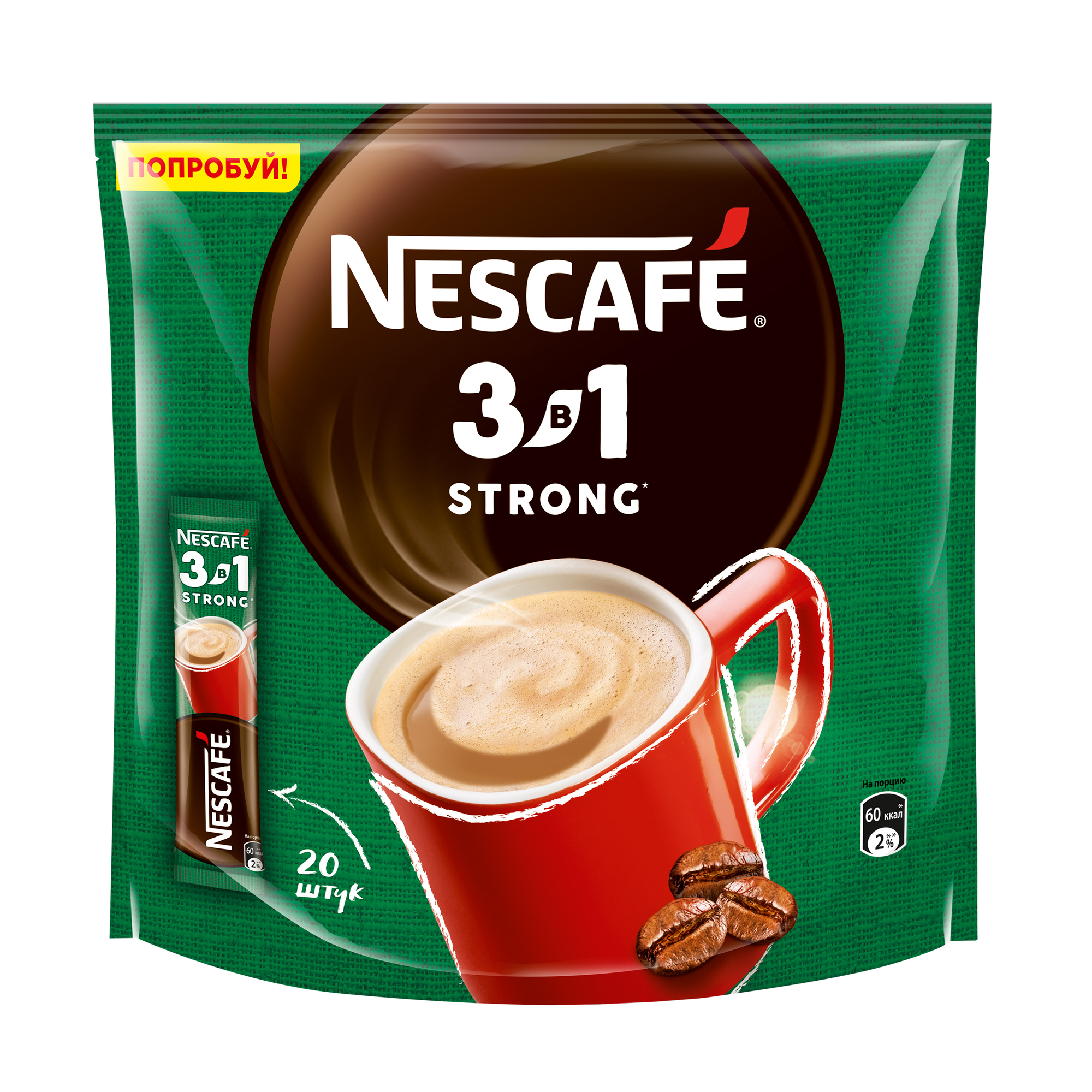

Напиток Nescafe 3в1 Strong кофейный крепкий 20 шт. x 14.5 г