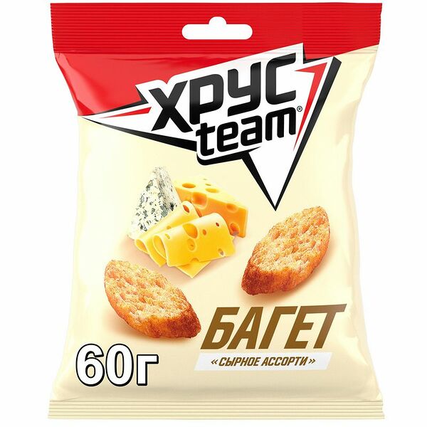 Сухарики Хрусteam Багет Сырное ассорти, 60г