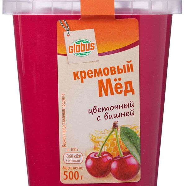 Мёд кремовый Глобус цветочный с вишней