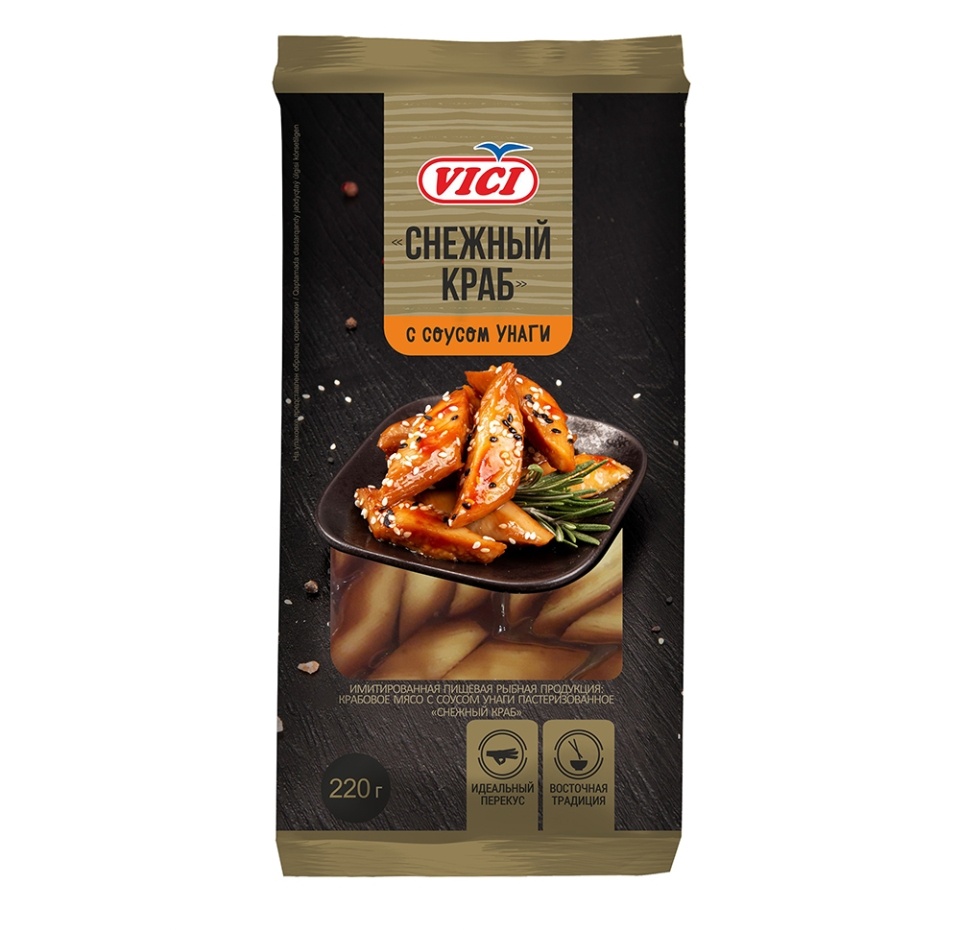 

Крабовое мясо VICI с соусом унаги "Снежный краб" 220г Россия