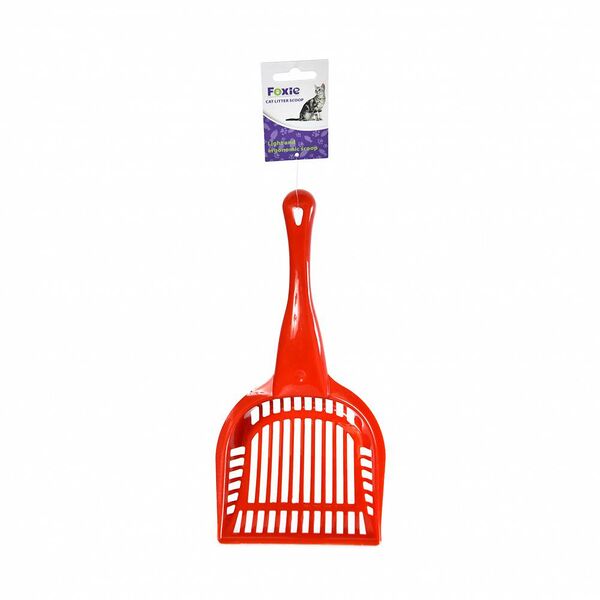 Совок для кошачьего туалета FOXIE красный пластик 28x12,5см