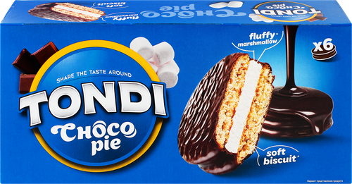 

Печенье-сэндвич Tondi Choco Pie бисквитное 180 г 6 шт.