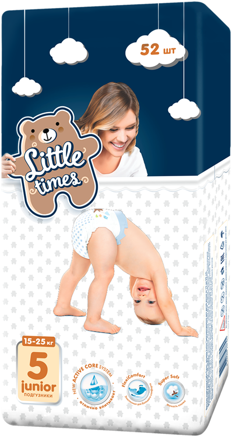

Подгузники детские LITTLE TIMES Junior 15–25кг, 52шт