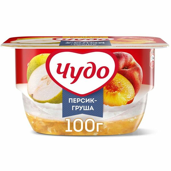 Творожок Чудо Груша-Персик 4%, 100г