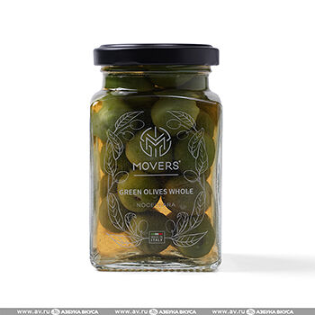 Оливки Movers зеленые с косточкой 260мл, Россия