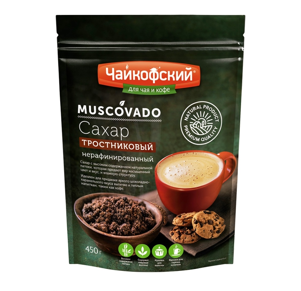 

Сахар Чайкофский тростниковыйакоричневый Мусковадо 450г Россия