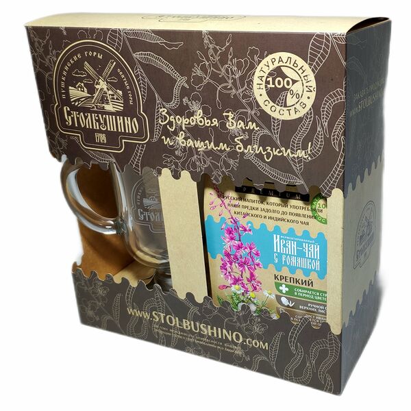 Подарочный набор Иван-чай с ромашкой и кружкой Столбушино