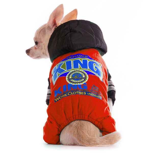 Комбинезон с капюшоном для собак S красный (девочка)