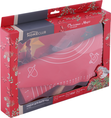 

Набор для выпечки Homeclub Traditions 6 предметов: скалка, коврик, 4 формы