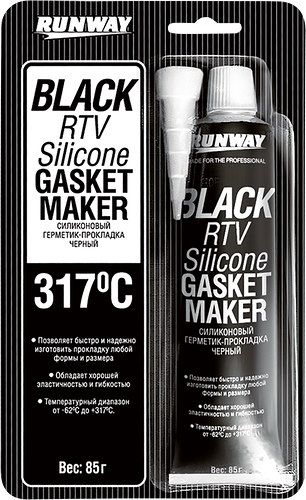 Герметик-прокладка RUNWAY силиконовый, черный Арт. RW8501, 85г