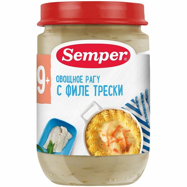 Пюре Semper Овощи с филе трески, 190г