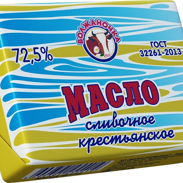 Масло сливочное Волжаночка Крестьянское 72.5 %