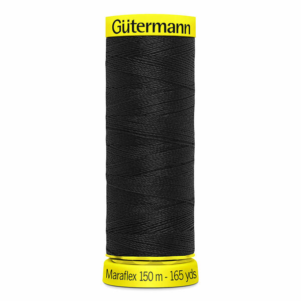 777000 Нить Maraflex для трикотажных материалов, 150м, 100% ПБТ, Gutermann(000 черный)