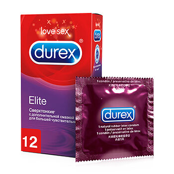 Презервативы Durex Elite 12 шт с дополнительной смазкой