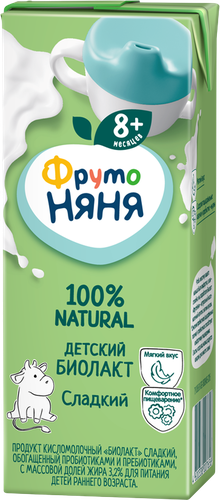 

Биолакт Фрутоняня с сахаром 3.2% бзмж 200 г