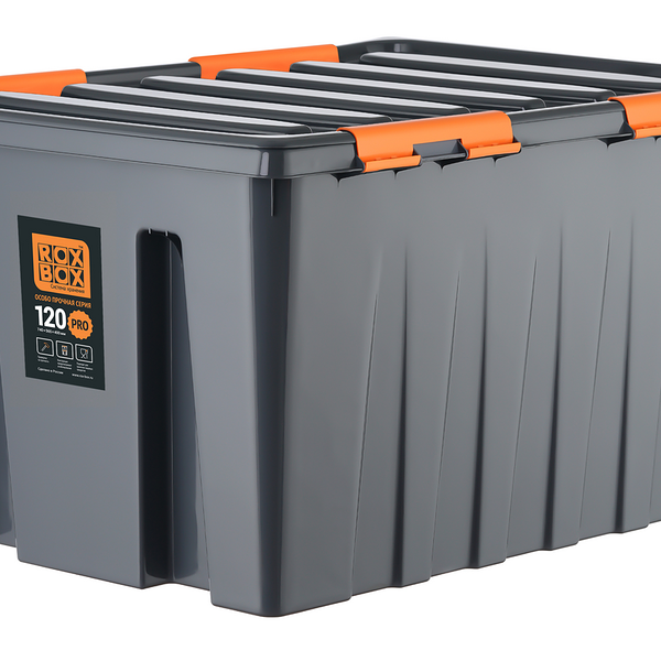 Контейнер с крышкой Roxbox Pro особо прочный на роликах 121 л 40х56.5х74 см