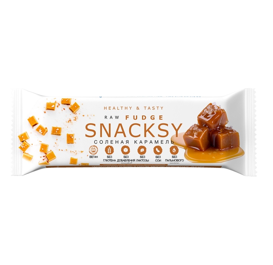 

Батончик Raw fudge с солёной карамелью, Snacksy 55 г