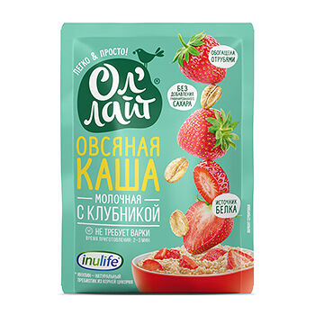 Каша Ол'лайт овсяная, молочная с клубникой, порционная