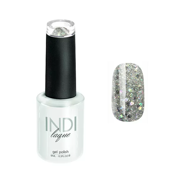 Гель-лак для ногтей RuNail INDI laque 4268 Серебряный с мелкими блестками 9мл