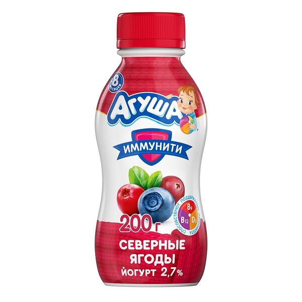 Йогурт питьевой Агуша Иммунити Северные ягоды с 8 месяцев 2,7%