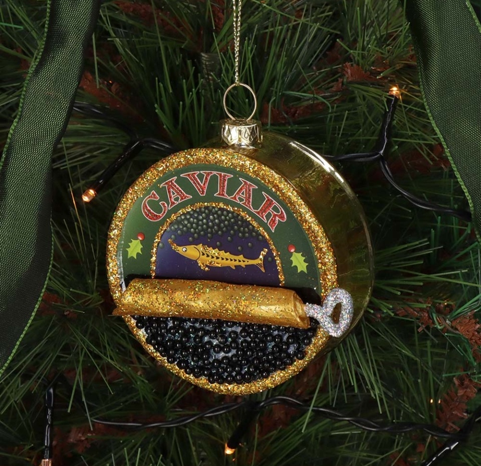 

Игрушка для елки Kersten Банка с черной икрой 8.9см стекло, Нидерланды