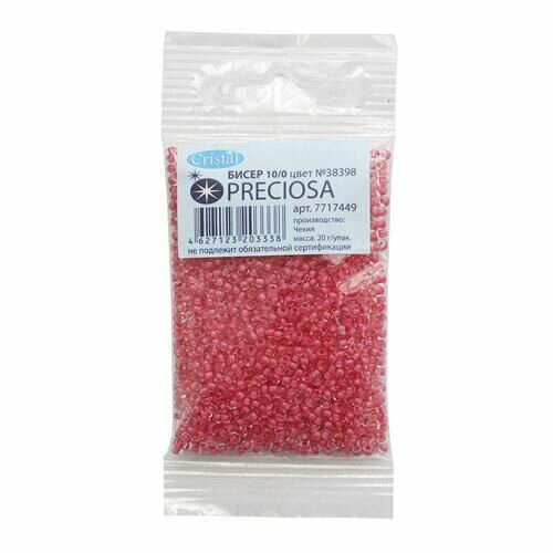 (38398) 331-19001-10/0 Бисер прозрачный с цветным центром 10/0, круг.отв., 20гр Preciosa,упак