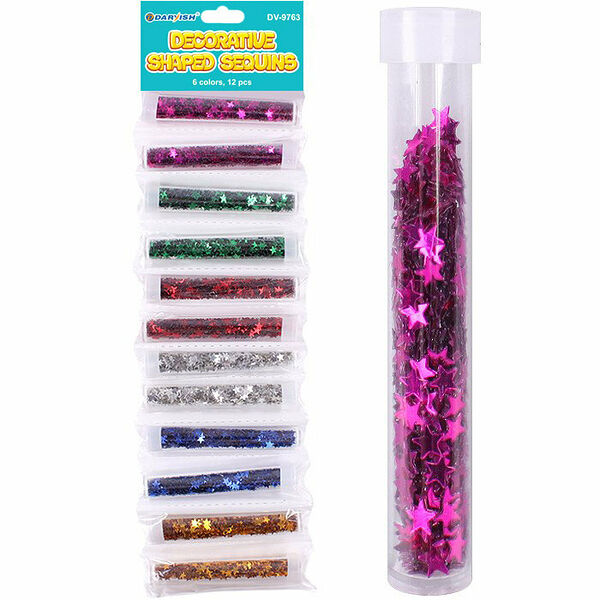 DV-9763 Декоративные фигурные звездочки 6 цветов, 12шт/уп