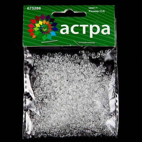 Бисер Astra&Craft 11/0, 20г(1 белый/прозрачный),упак