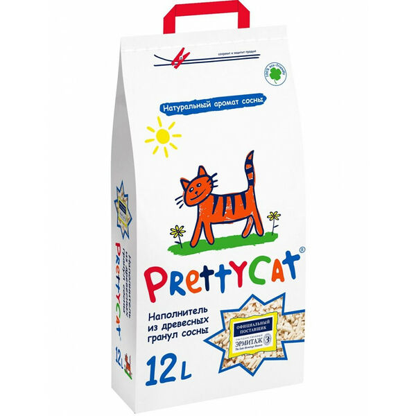 PrettyCat Wood Granules наполнитель древесный впитывающий 10 кг.