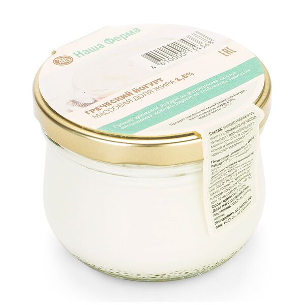 Йогурт греческий натуральный 1,5%, «Наша Ферма», Тверская область, БЗМЖ