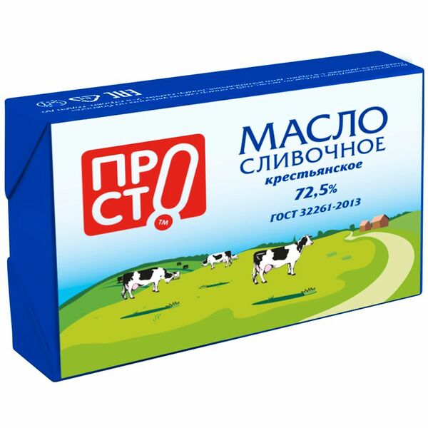 Масло сладкосливочное Крестьянское высшего сорта 72.5% Пр!ст, 175г