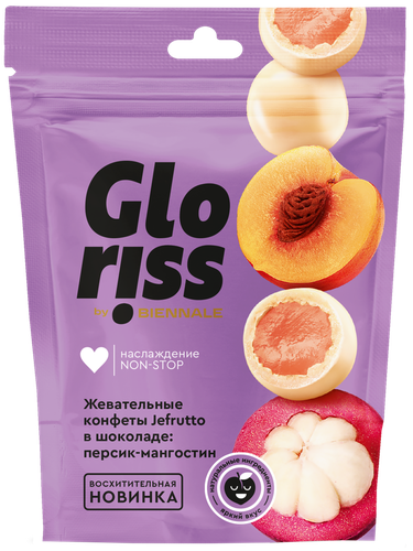 

Конфеты жевательные Gloriss Jefrutto в шоколаде Персик-мангостин 75 г