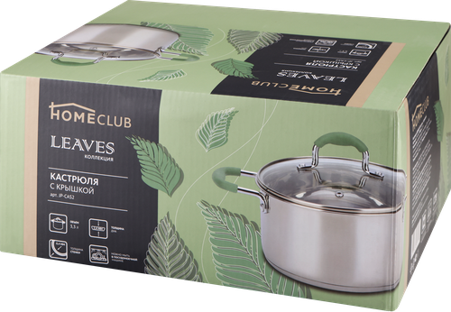 

Кастрюля HOMECLUB Leaves, нержавеющая сталь, индукция, силиконовые ручки, 3.3л