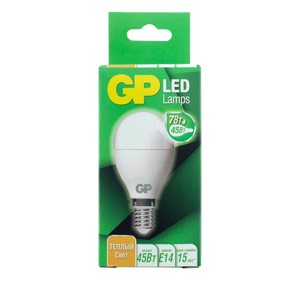 

Лампа светодиодная GP LED Шар 7 Вт Е14 тёплый свет