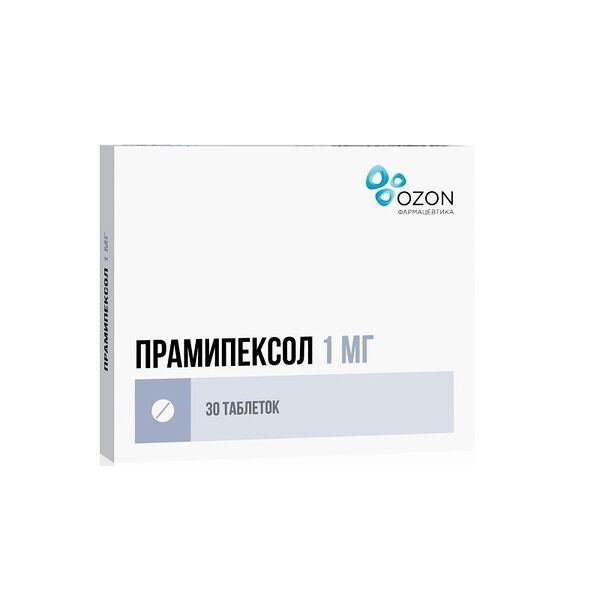 Прамипексол таблетки 1 мг 30 шт