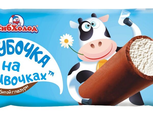 Мороженое На сливочках сливочное во взбитой шоколадной глазури, трубочка