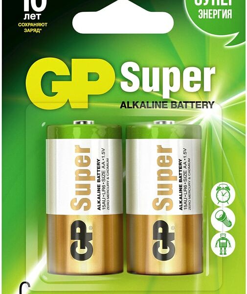 Батарейки GP Super 14A LR14 С 1.5В 2шт