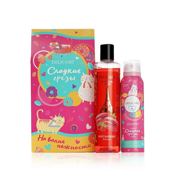 Женский набор Delicare (гель для душа Sweet Raspberry 300 мл, дезодорант Сладкие Грёзы 150 мл)