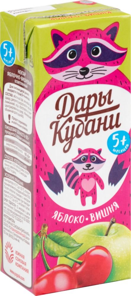 

Нектар детский Дары Кубани Яблоко-вишня 5 месяцев 200 мл