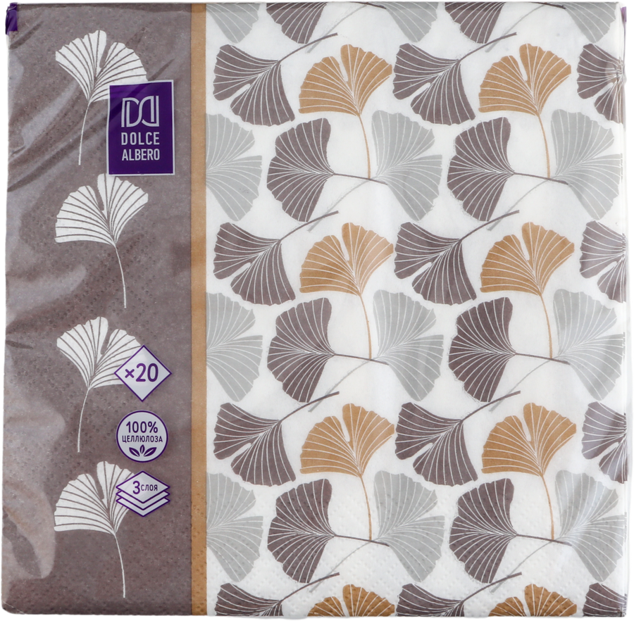 

Салфетки бумажные DOLCE ALBERO Флора Декор 3-слоя 33х33см, 20шт