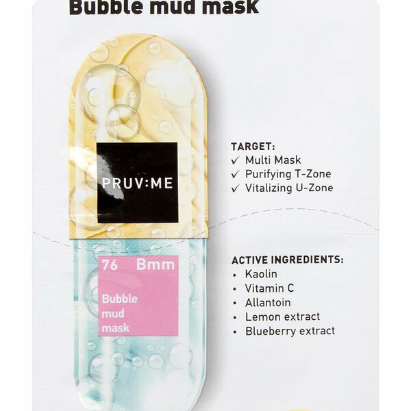 Маска для лица глиняная пузырьковая PRUV:ME Bmm 76 Bubble mud mask очищающая