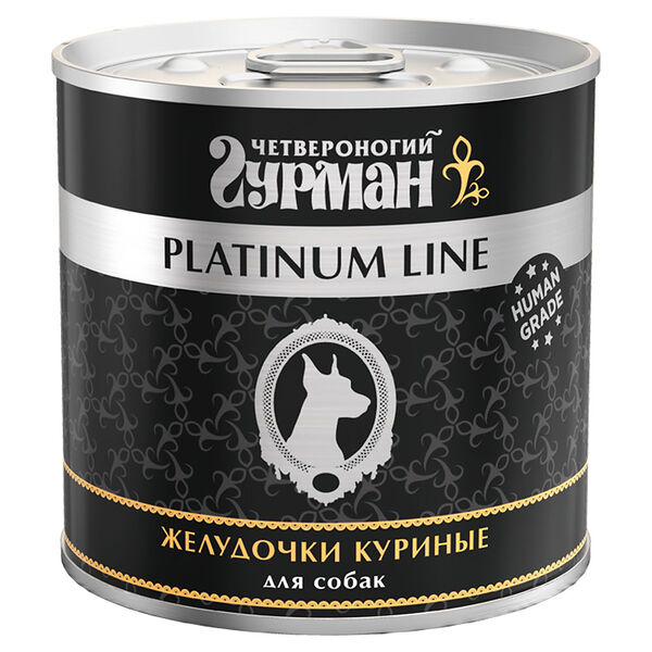 Консервы для собак PLATINUM LINE с куриными желудочками, 240 г