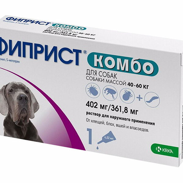 Фиприст Комбо Капли на холку для собак весом 40-60 кг от блох и клещей, 1 пипетка 4.02 мл