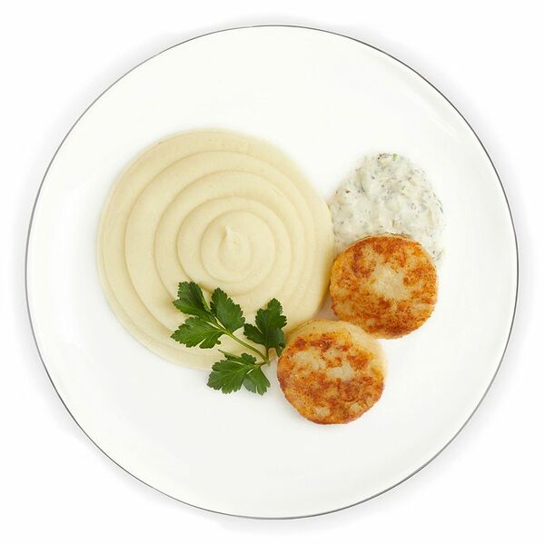 Фишкейки Шеф Перекрёсток с картофельным пюре и соусом тар-тар, 280г