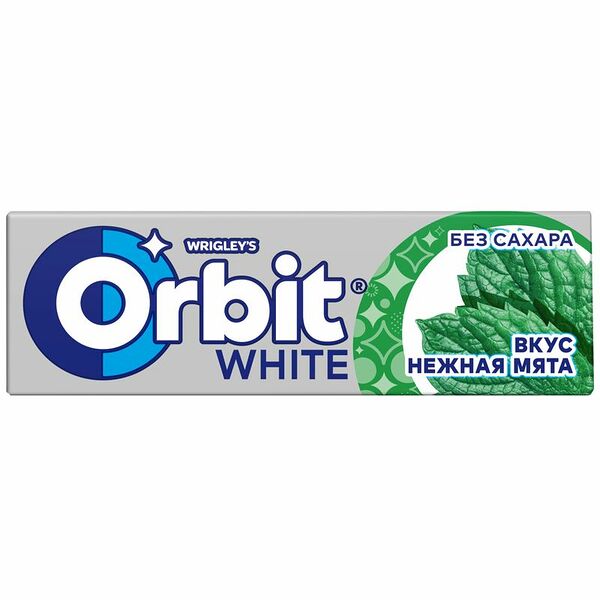 Orbit White Нежная мята жевательная резинка без сахара, 13,6г