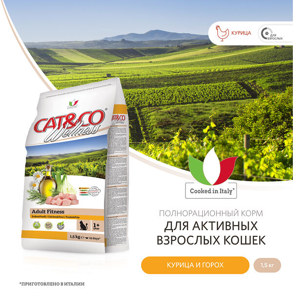 Wellness Cat&Co Adult Fitness корм для активных взрослых кошек Курица и горох