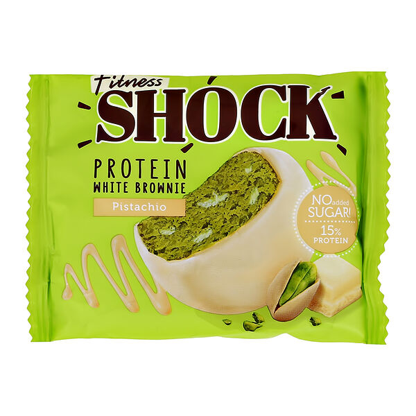 Печенье глазированное FitnesSHOCK Брауни Белый шоколад и фисташка