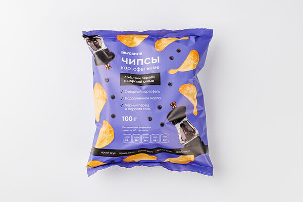 Чипсы картофельные с чёрным перцем и морской солью